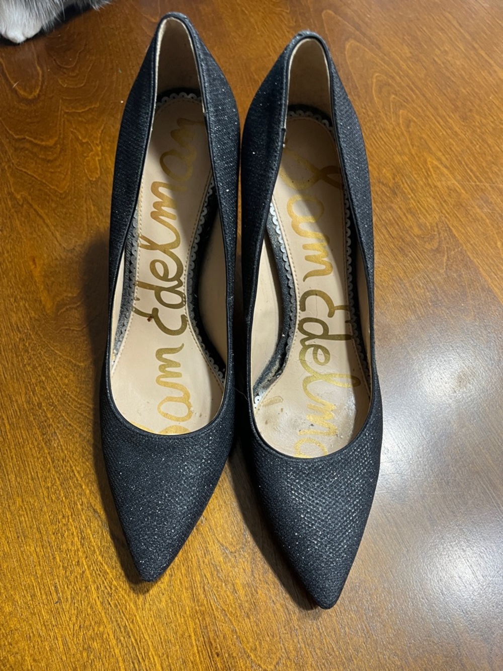 Sam Edelman Black Sparkle Pointed Toe Pumps